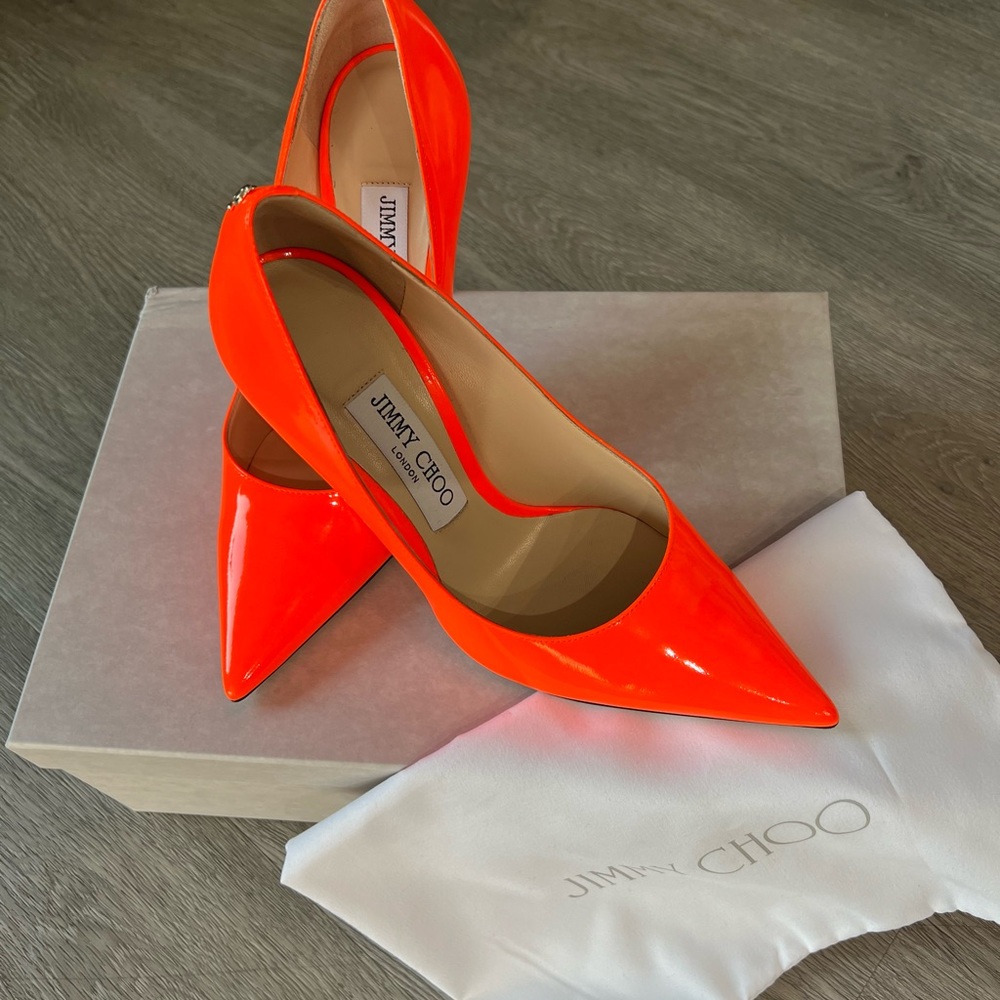 Jimmy Choo Neon Orange Size 7/37 heels